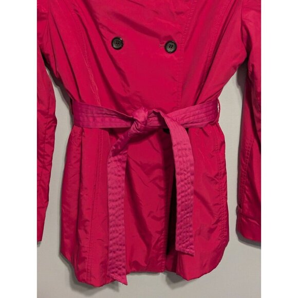 Calvin Klein Womens Magenta Pink Rain Jacket Wool Lined Peacoat Belted Size 6 - Picture 2 of 14